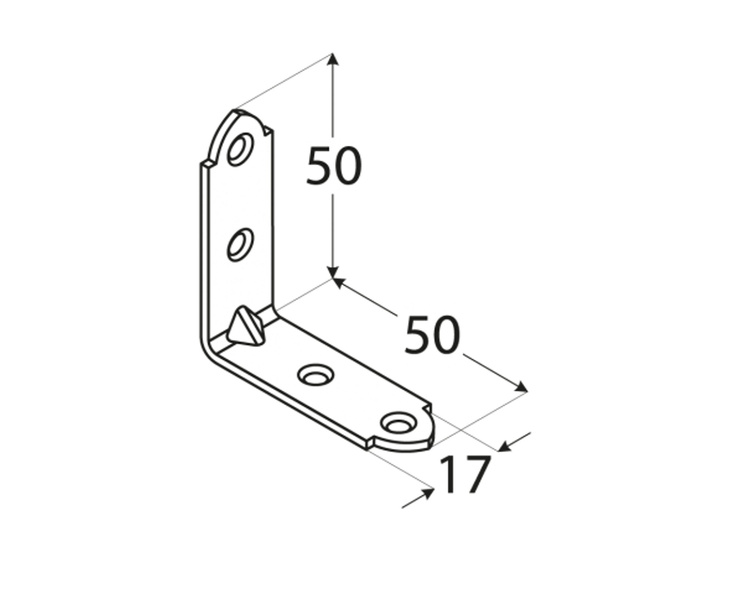 Kątownik wąski łącznik meblowy 50x50x17x2,0 dmx