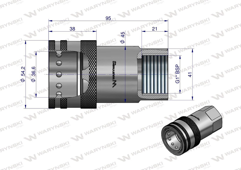 Szybkozłącze hydrauliczne gniazdo G1"BSP gwint wewętrzny ISO 7241-A Waryński 