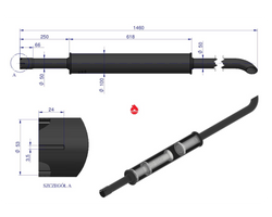 Tłumik 1500mm MF3 3029050 oryginał Ursus