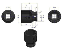 Nasadka udarowa sześciokątna 1/2" 28 mm Waryński