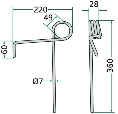 Palec zagarniający siewnika Amazone 3408200 przedni