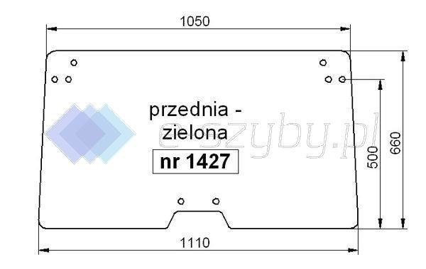 szyba CASE CS 68 75 - przednia z rozszczelnieniem (1427)