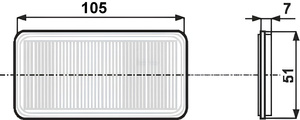 odblask biały prostokątny przyklejany 105x51mm