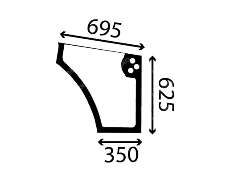 szyba New Holland TD, Case JX - drzwi dolna prawa z nadrukiem 5092899 (1154/1)