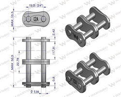 Zamek łańcucha wzmocnionego Z12A-2 ANSI A 60 (R2 3/4) Waryński