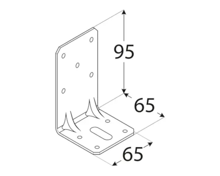 Kątownik łącznik z przetłoczeniem 95x65x65x2,5 dmx