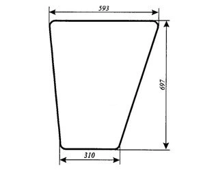szyba do ciągnika Massey Ferguson 550 560 565 575 590 592 595 - drzwi dół (lewa, prawa) (878)