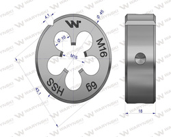 Narzynka przemysłowa M16 ze stali HSS DIN22568 Warynski