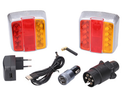 zestaw lamp LED tylnych bezprzewodowy 12V, 24V na magnes w walizce GRANIT