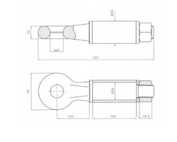 Ucho dyszla przyczepy obrotowe fi 45mm 900kg 