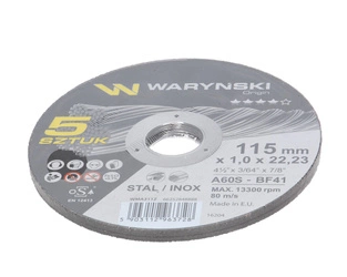 Tarcza do cięcia metalu 115 x1.0 x22.23 mm 5 sztuk Waryński 