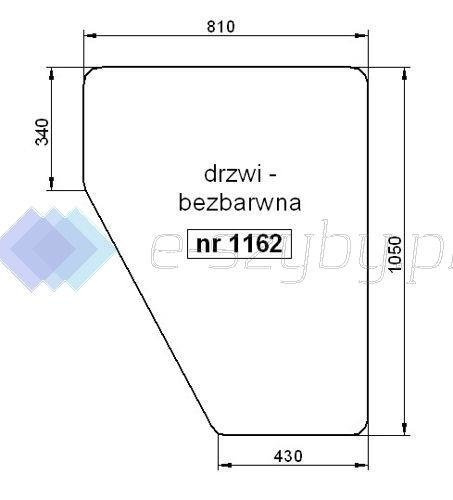 szyba Renault kabina RS serie XX-12 -14 -54 -94 - drzwi (lewe, prawe) (1162)