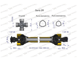 Wał przegubowo-teleskopowy 910-1400mm 270Nm 40260 CE seria 2R WARYŃSKI