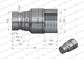 Szybkozłącze hydrauliczne suchoodcinające wtyczka G1" BSP