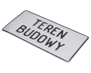 Tablica ostrzegawcza metalowa Teren Budowy szara 28x14 cm