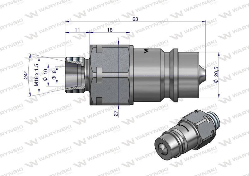 Szybkozłącze hydrauliczne EURO wtyczka M16x1.5 gwint zewnętrzny