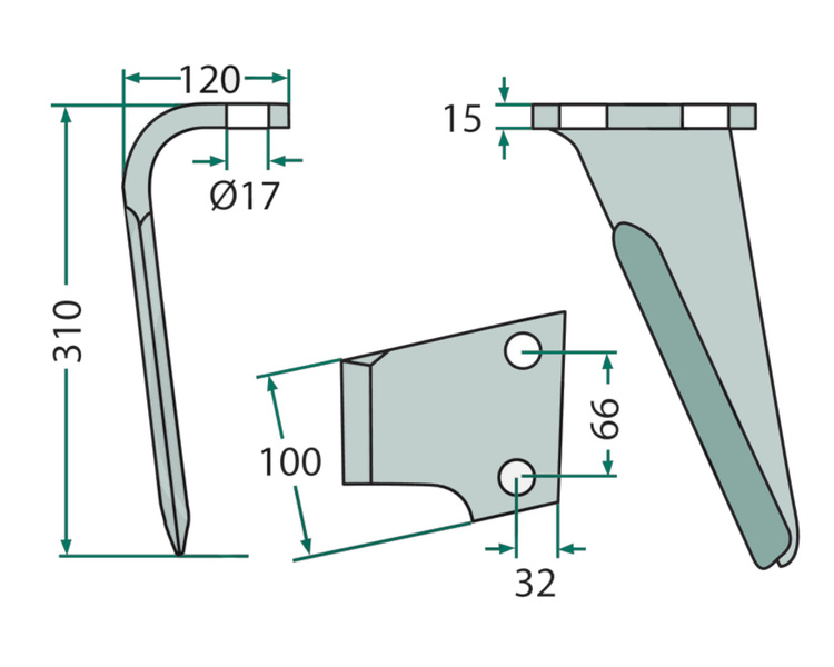 Ząb brony aktywnej prawy Rabe 310mm Heavy Duty 84045001