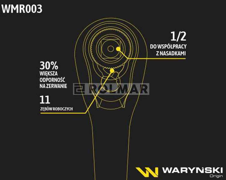 Grzechotka 1/2" 60 T o zwiększonej odporności Waryński