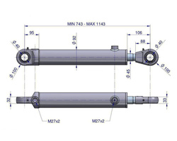 Cylinder hydrauliczny - siłownik dwustronny CJ2F-80/45/400 Waryński