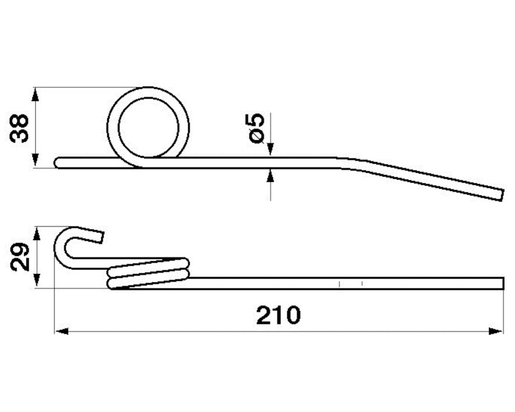 Palec sprężyna motowideł lewy John Deere Z20478