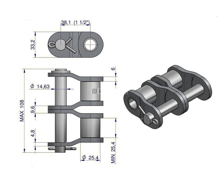 Półogniwo łańcucha P24B-2 (R1 1.1/2) Waryński