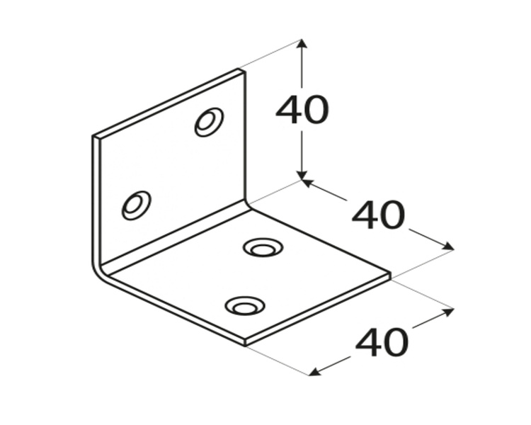 Kątownik szeroki łącznik meblowy 40x40x40x1,5 dmx