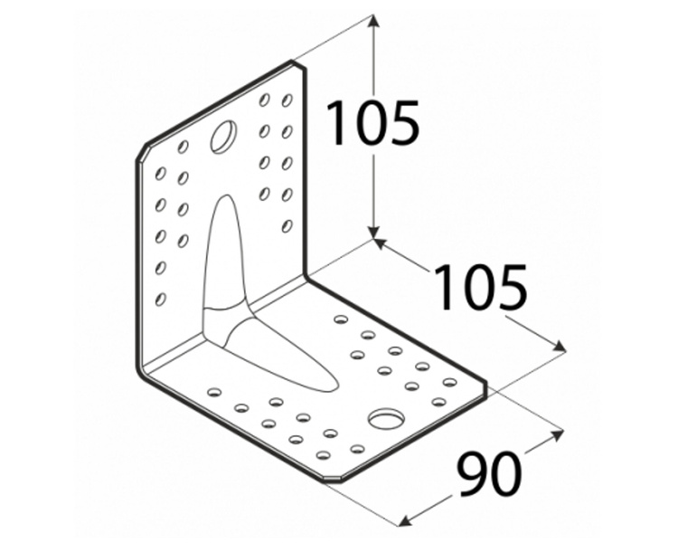 Kątownik łącznik z przetłoczeniem 105x105x90x2,5 dmx