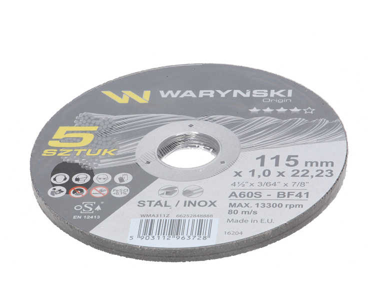 Tarcza do cięcia metalu 115 x1.0 x22.23 mm 5 sztuk Waryński 
