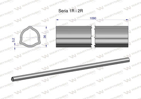 Rura wewnętrzna Seria 2R zewnętrzna Seria 1R do wału 1210 przegubowo-teleskopowego 36x3.2 mm 1090 mm WARYŃSKI [WR23211090]