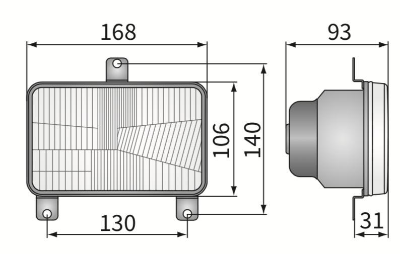 Element optyczny H4 168x106mm, reflektor przedni Massey Ferguson WESEM RE.27021 1693944M91