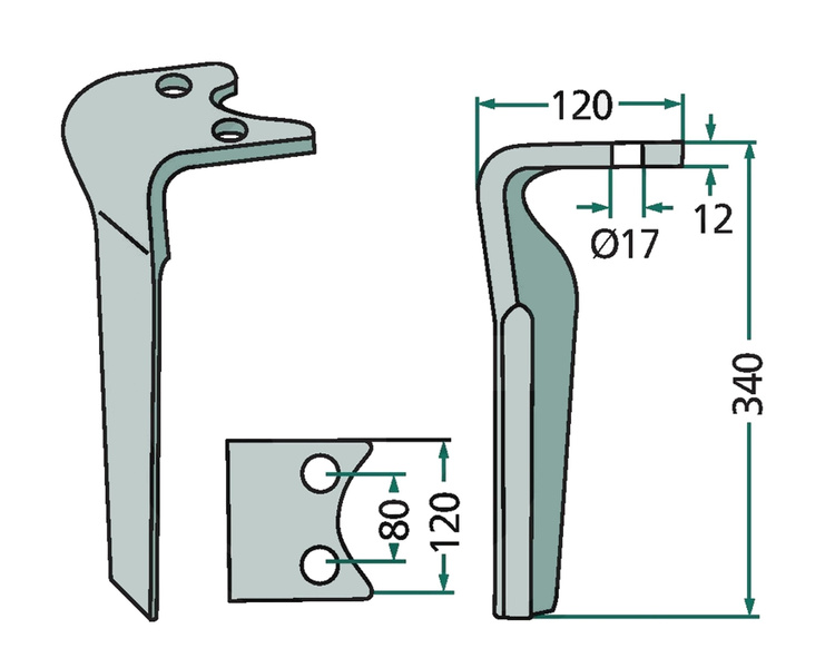 Ząb brony aktywnej prawy Amazone KE-01 nowy 340mm