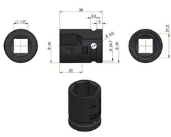 Nasadka udarowa sześciokątna 1/2" 21 mm Waryński