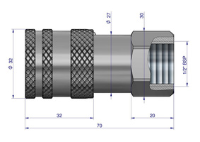 Szybkozłącze hydrauliczne suchoodcinające 3/8 gniazdo G1/2"BSP gwint wewnętrzny ISO16028 Waryński