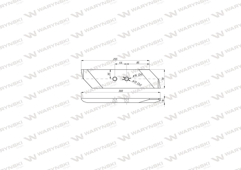 Dłuto nakładka lemiesza lewe dwuotworowe 15 mm zastosowanie VIS/34 XL Unia Pług stal borowa WARYŃSKI  