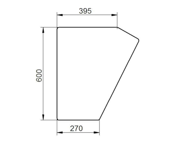 szyba do ciągnika Deutz-Fahr - drzwi dolna bezbarwna 04309514 (1349)