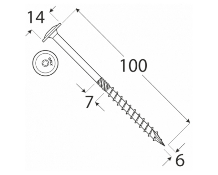 Wkręt ciesielski z łbem talerzowym 6x100 Domax DMX