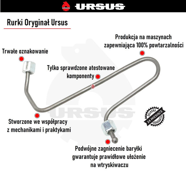 Przewód wtrysku I cylindra C-330 ORYGINAŁ URSUS