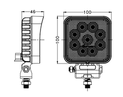 Lampa robocza 12/24V rozproszona 36LED 36W kwadratowa TT Technology