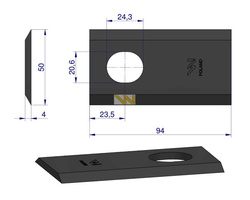 Nóż nożyk kosiarka 94X50X4mm otwór 20.5x24.3 1380-0001 067630 JF-Stoll WARYŃSKI 