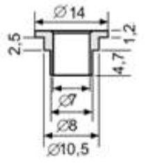 plastikowa tulejka redukcyjna z kołnierzem 7x8mm L=7,4mm