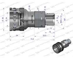 Szybkozlacze hydrauliczne gniazdo z eliminatorem ciśnienia M20x1.5 gwint zewnetrzny EURO (ISO 7241-A) Warynski 