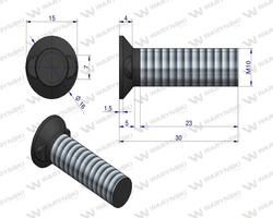 Śruba kpl. płużna dwunoskowa M10x30 mm kl.10.9 W-173101030 Waryński