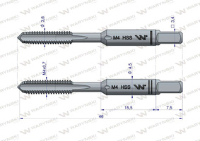 Komplet gwintowników przemysłowych M4 ze stali HSS wstępny. wykańczak DIN 352/2 Waryński