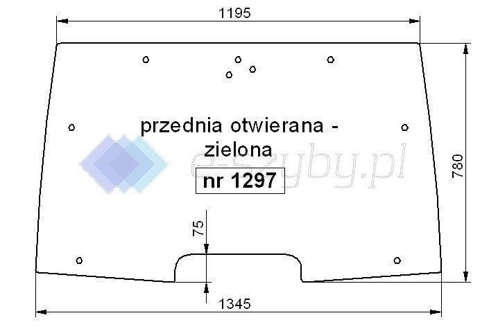 szyba CASE MX 100 110 120 135 150 170 80C 90C 100C CX 50 60 70 80 90 100 - przednia otwierana (1297) 255024A1