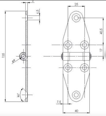 zawias ciągnika, koparki metalowy uniwersalny 40x115mm