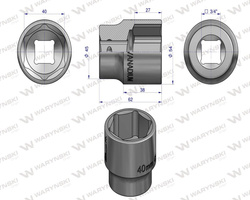 Nasadka sześciokątna 3/4'' 40 mm Waryński