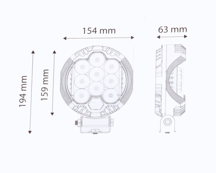 Lampa robocza LED solidna z doświetleniem bocznym 3800Lm 350m