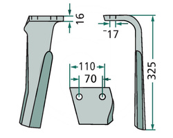 Ząb brony aktywnej lewy Rabe 325mm KG-35 HKE 84322402