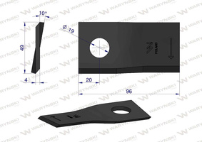 Nóż, nożyk 96x48x4x19mm prawy kosiarka Krone 01466910 Waryński