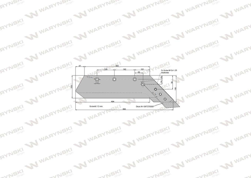 Lemiesz z dłutem prawy zastosowanie VIS/08 35-50cm XXL Unia Pług stal borowa WARYŃSKI